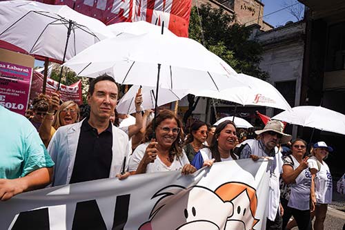 En la foto: compañerxs de la Federación de Profesionales del GCABA participando de la Movilización al Congreso Nacional, contra la Reforma laboral 11/02/2026. Créditos: Antú Divito Trejo para FPSalud.